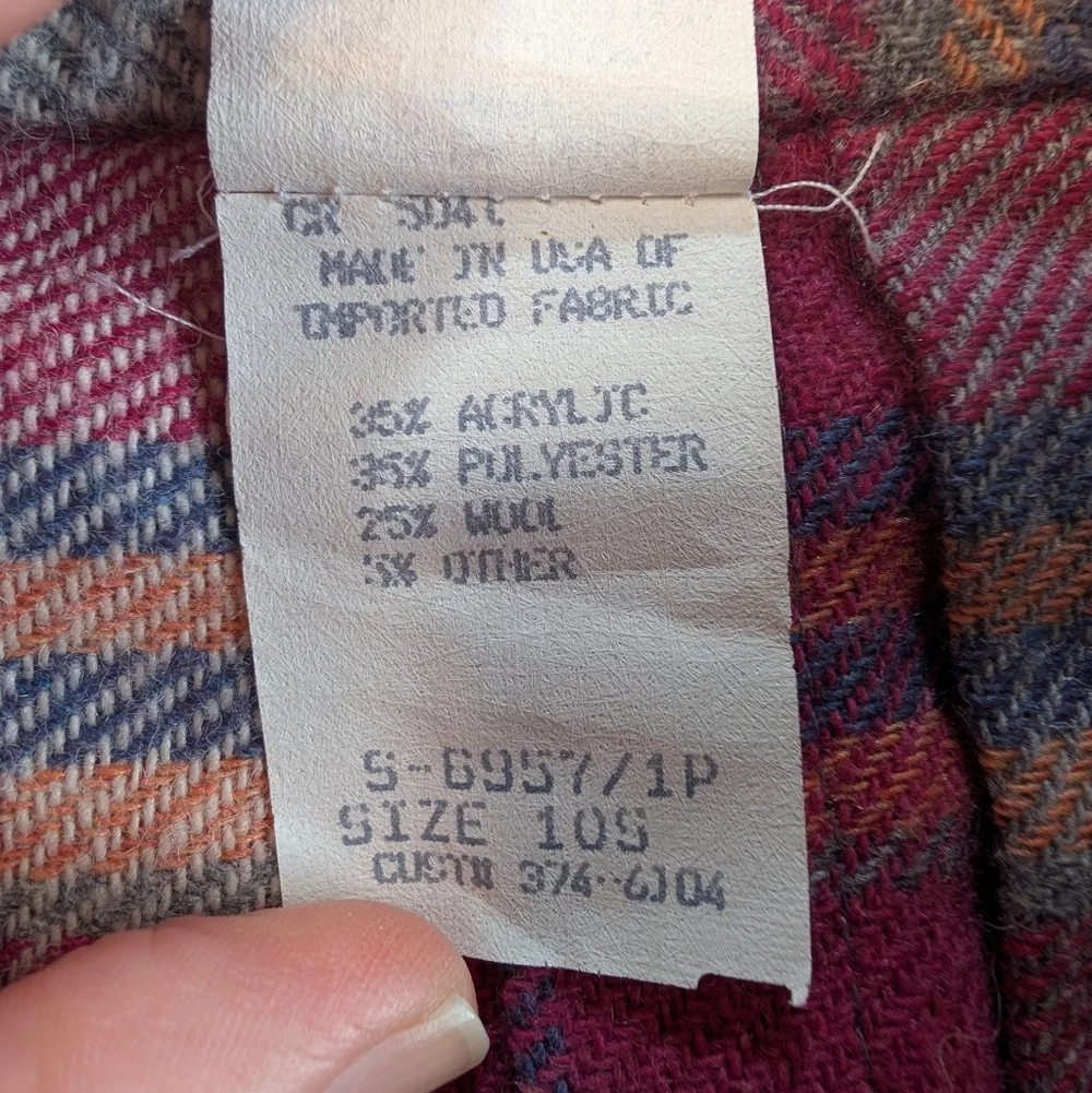 Vintage Plaid Pleated Skirt Girls 10S Pink Gray Academia Schoolgirl Retro Used